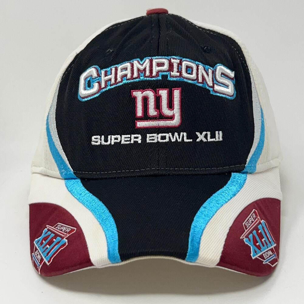 New York Giants Super Bowl XLII Hat Baseball Cap Reebok White Flex Fitted OSFA